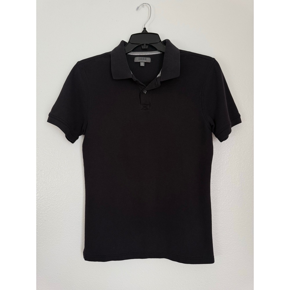 1888 Saddlebred Mens Polo Shirt Medium Black Short Sleeve Pique Knit Casual